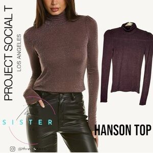 Project Social T Hanson Top in Brown Turtle Neck Long Sleeve